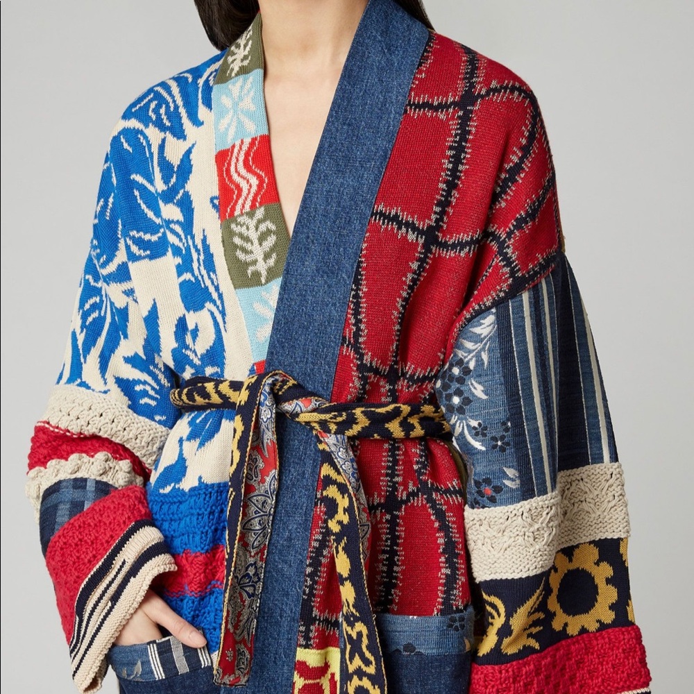 Etro belted patchwork jacquard cardigan worn twice
